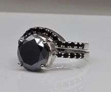 Dazzling 4.75 Ct Silk Black Lab Simulated Diamond 2 Band Ring