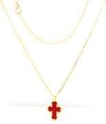 925 Sterling silver Coral cross pendant on chain