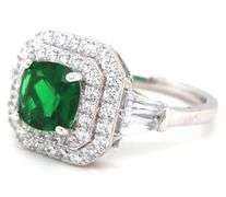 925 Sterling silver emerald cut green cubic zirconia ring