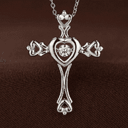 Beautiful Sterling silver Cross pendant with center dancing Moissanite