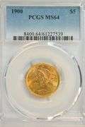 Spectacular essentially Gem BU 1900 $5 Liberty Gold Piece. PCGS MS64