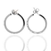 18K(750) Solid White Gold Natural Diamond Hoop Earrings