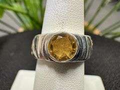Sterling Silver Citrine Gemstone Ring Size 6