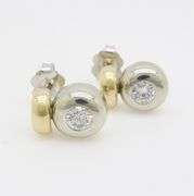 Bezel Set Diamond Two-Tone Stud Earrings