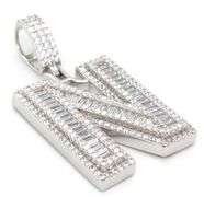 Initial N cubic zirconia pendant in 925 Sterling silver