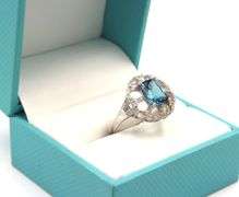 Enchanting Very Rare 2.55CTS London Blue Topaz and 0.41CTW Diamond Ring in 14KT White Gold Over Ster