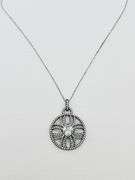 925 Sterling Silver Crystal Pave Classica Pendant With Chain Necklace