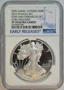 Flawless 30th Anniv-Lettered Edge 2016-W PRF Silver Eagle. NGC PF70 UC
