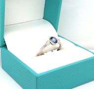 Exquisite Oval Emerald-Cut Blue Sapphire & Diamond Ring in 925 Sterling Silver