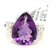 Breathtaking 6.46CTS Pear Shaped Brilliant-Cut Amethyst & Diamond Ring in Sterling Silver