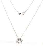 18kt  White gold 1.40ctw 7 stone diamond cluster pendant on chain