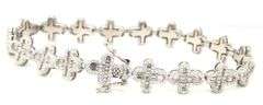 925 Sterling silver cubic zirconia cross link bracelet