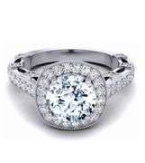 Sparklijng 14 K White Gold Plate  3.15 Ct White Ice Blue Lab Simulated Diamond Ring
