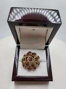 Extremely fine Antique Russian 18k gold ring hand made with 15 natural fine rubies