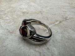 Sterling Silver 925 Natural Gemstone Garnet Heart Ring Size 7