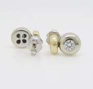 Bezel Set Diamond Two-Tone Stud Earrings