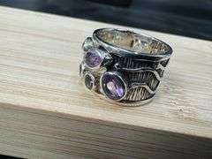 Sterling Silver Amethyst Gemstone Ring Size 10