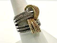 Sparkling 14 K White and Yellow Gold Plated Simulated Diamond Ring.