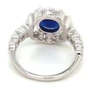 925 Sterling silver round blue and white cubic zirconia halo ring