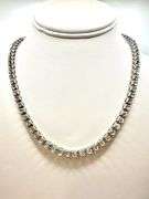 14 Kt. White Gold Plated 37.5 Cwt. Simulated Diamond Tennis Necklace