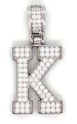 925 Sterling silver Initial K cubic zirconia pendant