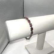 18 Kt White Gold Plated Lab Simulated Pink Sapphire Princess Cut Bracelet