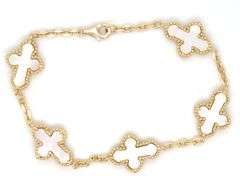 925 Sterling silver 5 cross mother of pearl bracelet