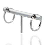 18K(750) Solid White Gold Natural Diamond Hoop Earrings