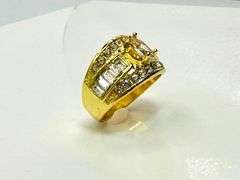 Dazzling 14 Kt Yellow Gold Plated Simulated Diamond Ring