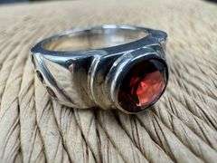 Sterling Silver Genuine Natural Garnet Gemstone Ring Size 7