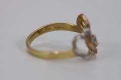 10k Yellow Gold Rose White Heart Knot White CZ Solitaire Promise Ring Size 7