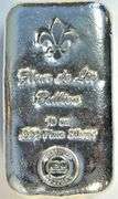 Very nice 'Fleur de Lis' 10 Troy Oz pure .999 Silver Bar