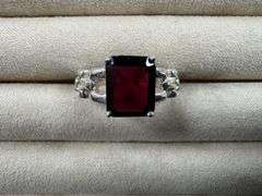 Sterling Silver 925 Genuine Natural Garnet Gemstone Ring Size 6