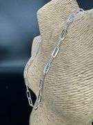 Sterling Silver Paperclip Flat Link Chain 6.7mm Solid 925 Italy Necklace 20"