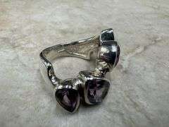 Sterling Silver 925 Natural Gemstone Amethyst Ring Size 9