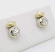 Bezel Set Diamond Two-Tone Stud Earrings