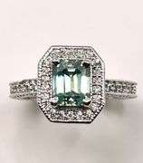 14 Kt White Gold Plated 2.65 Ct Lab Simulated Paraiba Tourmaline Diamond Ring