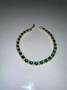 Gorgeous 18 Kt Yellow Gold Plated Simulated Emerald and Diamond Tennis Bracelet