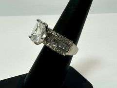 14 Kt White Gold Plated 7 Ct Princess Cut Simulated Diamond Ring