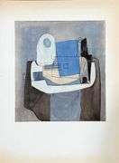 Collectible Vintage Picasso Original Pochoir Circa 1955, Guitar, Bottle, and Fruit Bowl