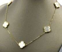 925 Sterling silver 6 clover mother of pearl necklace