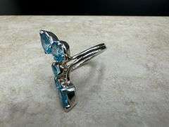 Sterling Silver 925 Natural Gemstone Blue Topaz Ring Size 5.5