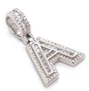 925 Sterling silver Initial A cubic zirconia pendant