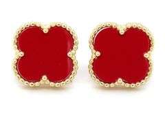 10mm Coral clover stud earrings in 925 sterling silver