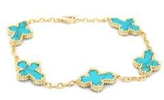 925 Sterling silver 5 turquoise cross link bracelet