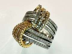 Dazzling 14 K White Gold and 14 K Yellow Gold Plated Simulated Diamond Ring