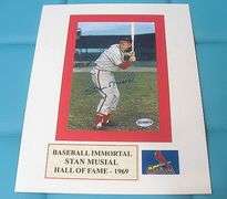HAND SIGNED STAN MUSIAL 4X6 MOUNTED ON A 8X10 DISPLAY WITH COA