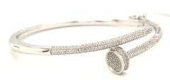 925 Sterling silver cubic zirconia nail bangle bracelet
