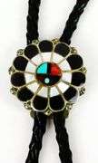 Vintage Zuni Sterling Gemstone Bolo Tie