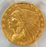 Satiny-fresh near Gem BU 1925-D $2.50 Indian Gold Piece. PCGS MS64